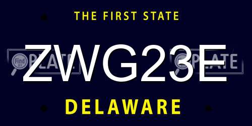 ZWG23E Delaware License Plate