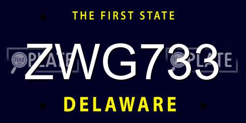 ZWG733 Delaware License Plate