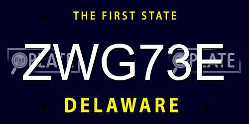 ZWG73E Delaware License Plate