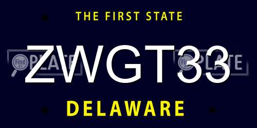 ZWGT33 Delaware License Plate