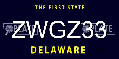 ZWGZ33 Delaware License Plate