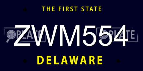 ZWM554 Delaware License Plate