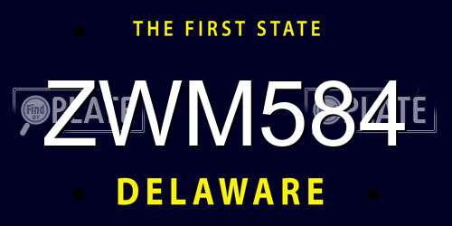 ZWM584 Delaware License Plate
