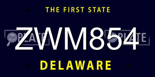 ZWM854 Delaware License Plate