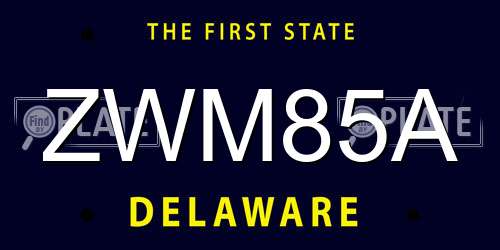 ZWM85A Delaware License Plate