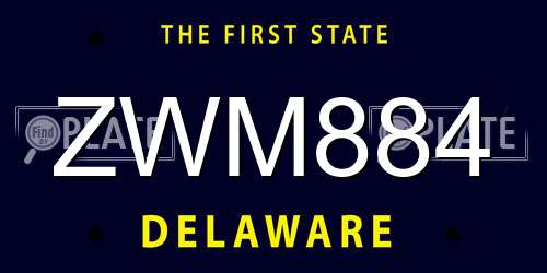 ZWM884 Delaware License Plate