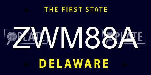 ZWM88A Delaware License Plate