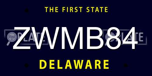 ZWMB84 Delaware License Plate