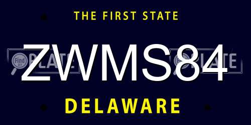 ZWMS84 Delaware License Plate