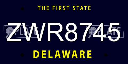 ZWR8745 Delaware License Plate