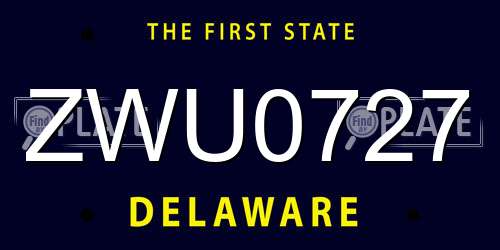 ZWU0727 Delaware License Plate