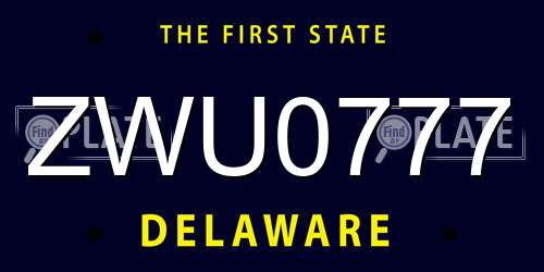 ZWU0777 Delaware License Plate
