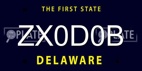 ZX0D0B Delaware License Plate