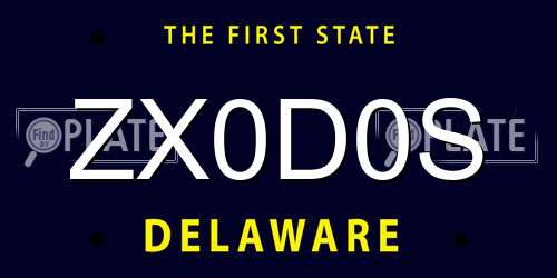 ZX0D0S Delaware License Plate