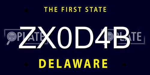 ZX0D4B Delaware License Plate