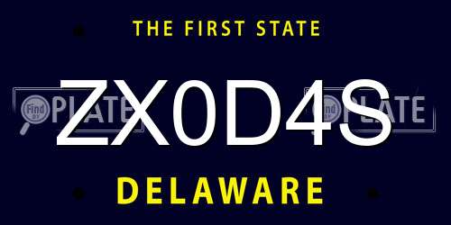 ZX0D4S Delaware License Plate