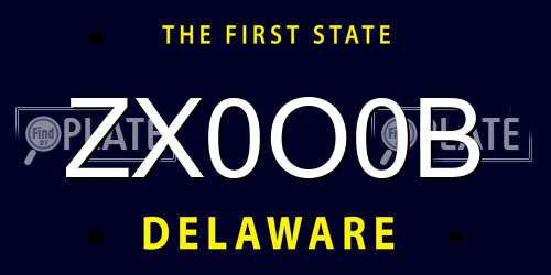 ZX0O0B Delaware License Plate