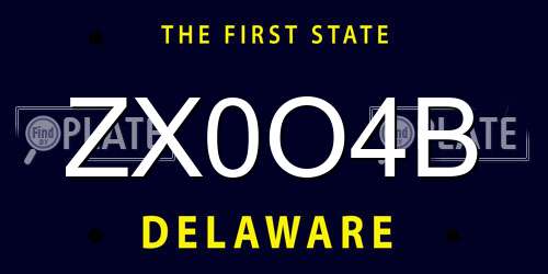 ZX0O4B Delaware License Plate