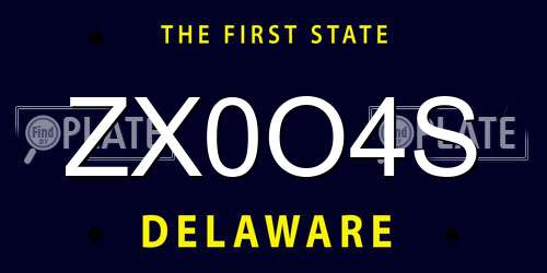 ZX0O4S Delaware License Plate