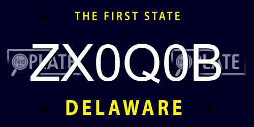 ZX0Q0B Delaware License Plate