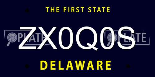 ZX0Q0S Delaware License Plate