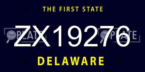 ZX19276 Delaware License Plate