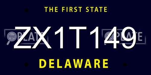 ZX1T149 Delaware License Plate