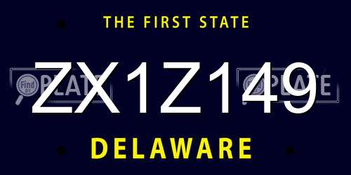 ZX1Z149 Delaware License Plate