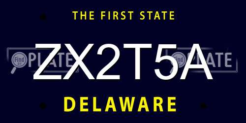 ZX2T5A Delaware License Plate