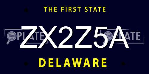 ZX2Z5A Delaware License Plate