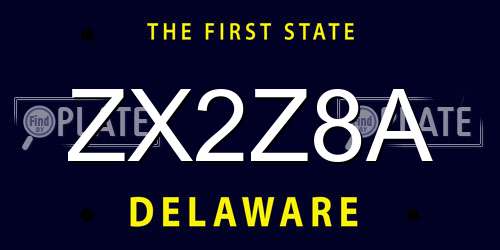ZX2Z8A Delaware License Plate