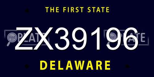 ZX39196 Delaware License Plate