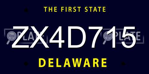 ZX4D715 Delaware License Plate