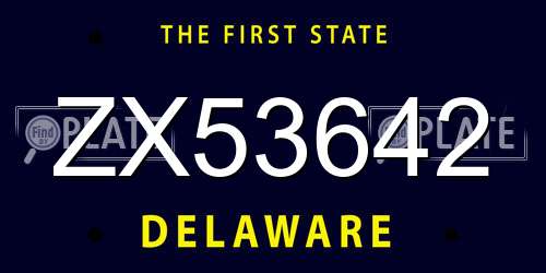 ZX53642 Delaware License Plate