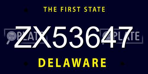 ZX53647 Delaware License Plate