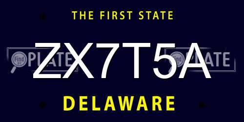 ZX7T5A Delaware License Plate