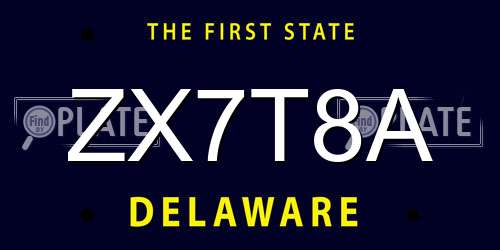 ZX7T8A Delaware License Plate