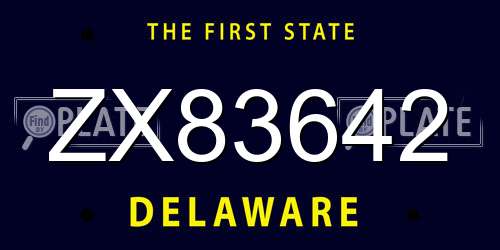 ZX83642 Delaware License Plate