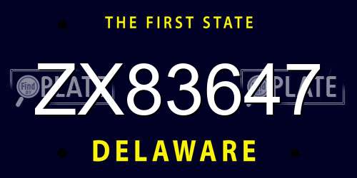 ZX83647 Delaware License Plate
