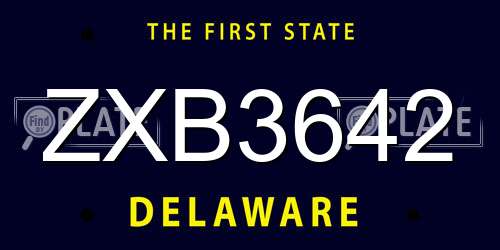 ZXB3642 Delaware License Plate
