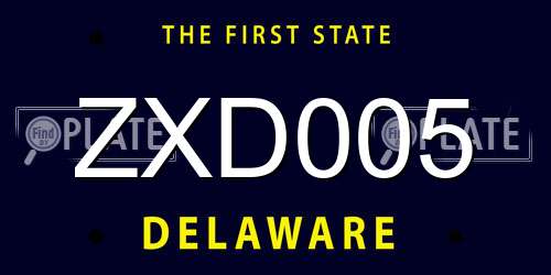 ZXD005 Delaware License Plate