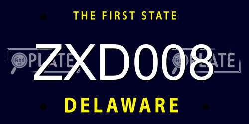 ZXD008 Delaware License Plate