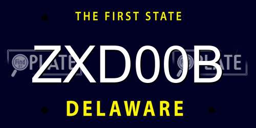 ZXD00B Delaware License Plate