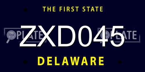 ZXD045 Delaware License Plate