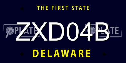 ZXD04B Delaware License Plate