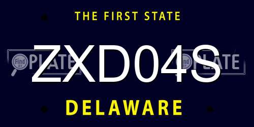 ZXD04S Delaware License Plate