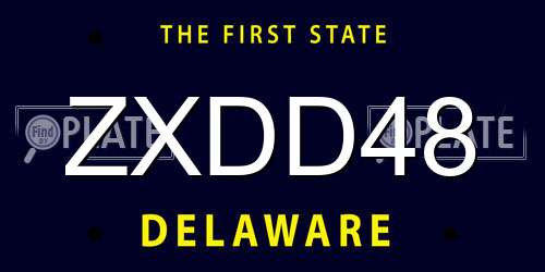 ZXDD48 Delaware License Plate