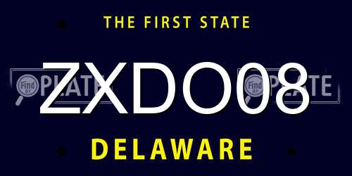 ZXDO08 Delaware License Plate
