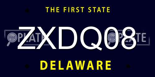 ZXDQ08 Delaware License Plate
