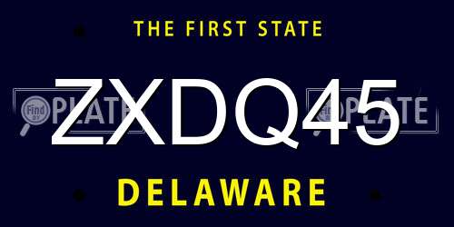 ZXDQ45 Delaware License Plate